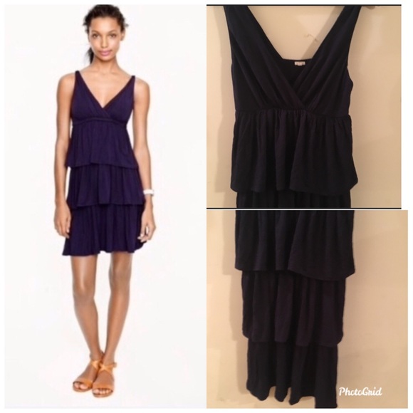 J. Crew Dresses & Skirts - ✨ J Crew Tiered Ruffle Black Dress Cottagecore M